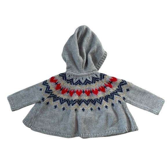 OshKosh B'gosh Fair Isle Cardigan Sweater Baby 3-6m Nordic Hooded Toggle Closure - Picture 3 of 10